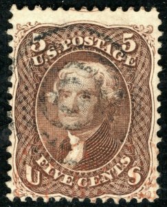 USA Stamp Scott.75 5c Red-Brown JEFFERSON (1862) Used Cat $450+ ORANGE303