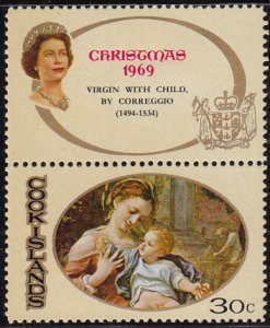 Cook Islands 1969 MH Sc #272 30c Madonna and Child Correggio Christmas with tab