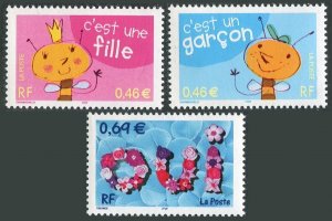 France 2874-2876, MNH. Children's drawings, 2002.