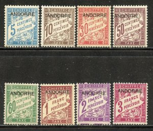 Andorra,  French # J1-8, Mint Hinge