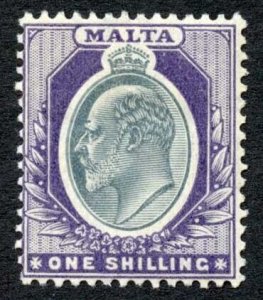 Malta SG61 1/- Grey and Violet Wmk Mult Crown CA M/M Cat 55 pounds