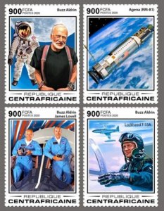 Central Africa - 2020 Astronaut Buzz Aldrin - 4 Stamp Set - CA200101c