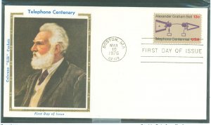 US 1683 1976 13c Telephone Centennial, Alexander Graham Bell, Colorano Silk cachet, unaddressed FDC