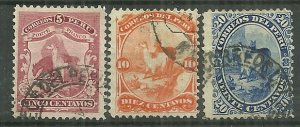 1895 Peru 109, 111 & 113 Llamas set used.