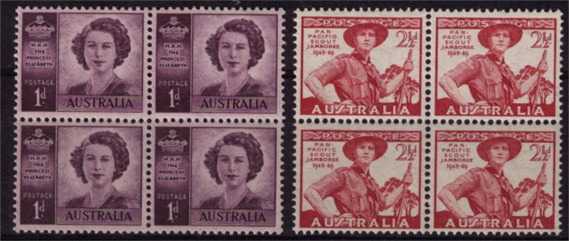 AUSTRALIA - 1948 QEII & Boy Scouts Mini Blocks