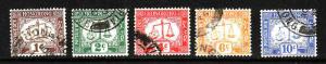 Hong Kong-Sc #J1-5-used-postage due set-1923-