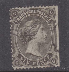 TRANSVAAL, 1878 QV, 6d. Black Brown, used, straight edge at right.