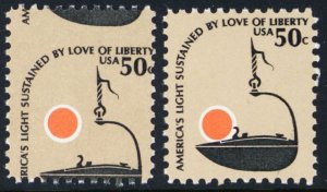 1608, Mint NH 50¢ Large Black Color Shift Error With Normal Stamp