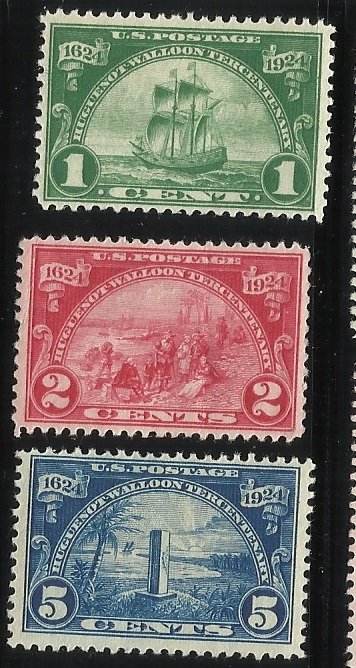 614-616 1c,2c,5c MH F/VF Centering