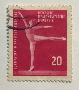 Germany DDR 1961 Scott 556 used - 20pf,  Gymnastics champioinships, Balance Beam