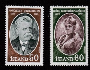 Iceland #  504-505, Famous Icelanders, Mint Hinged