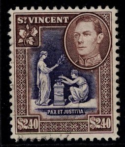 ST. VINCENT GVI SG176, $2.40 violet & brown, FINE USED. Cat £12.