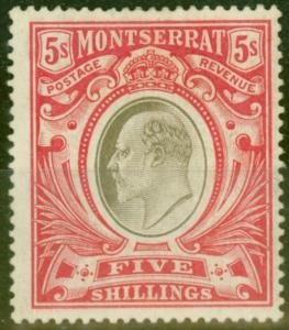 Montserrat 1907 5s Black & Red SG33 Fine & Fresh Lightly Mtd Mint