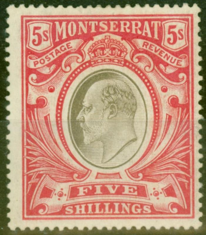 Montserrat 1907 5s Black & Red SG33 Fine & Fresh Lightly Mtd Mint