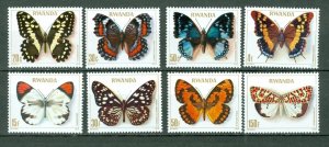 RWANDA 1978 BUTTERFLIES  #905-912 SET MNH