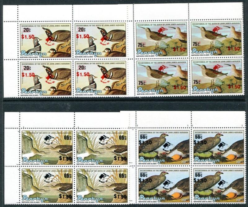 Penrhyn 391-4 MNH Harlequin Duck, Sage Grouse, Solitary Sandpiper, Dunlin x11763