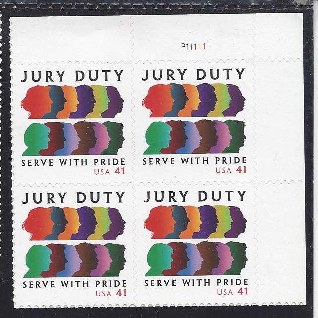 4200 Catalog # Plate Block of 4 Jury Duty Law Lawyers Legal