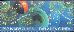 Papua New Guinea #695-696, Complete Set(2), Pair + Single, 1988, Never Hinged