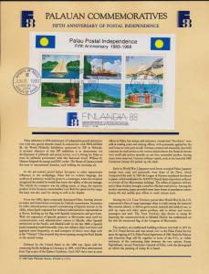 Palau 196 on Souvenir Page - Ships, Postal Independence