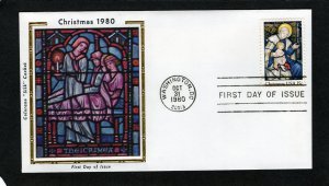 1842 Christmas, FDC Colorano Silk