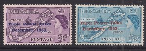 Bermuda 1953 QE2 Pair Three Power Talks MNH SG 152-153 ( L741 )