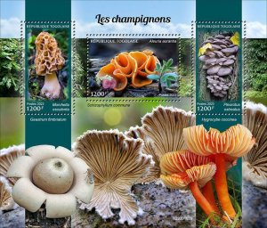 TOGO - 2023 - Mushrooms - Perf 3v Sheet - Mint Never Hinged