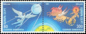 Greece #1716a, Complete Set, Pair, 1991, Europa, Never Hinged