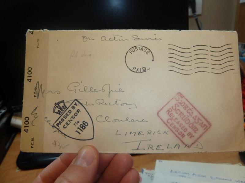 Ireland Active Service Letter no stamps, multiple Censor (34bef)