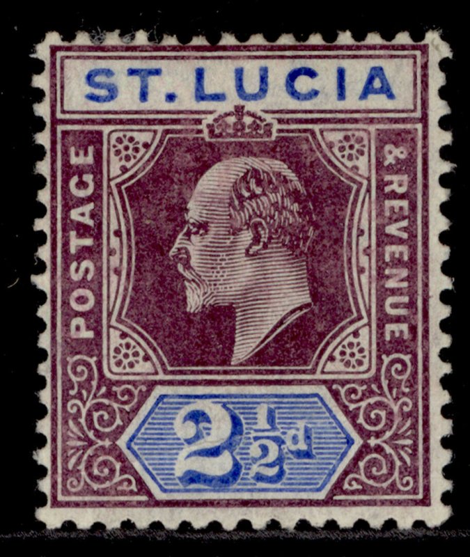 ST. LUCIA EDVII SG68, 2½d dull purple & ultramarine, M MINT. Cat £35. ORDINARY