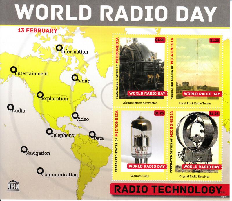 Micronesia 2013 MNH UNESCO World Radio Day 4v M/S Technology Stamps