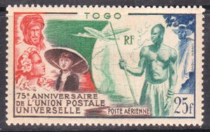 TOGO - 1949 75th ANNIVERSARY OF UPU - 1V MINT HINGED