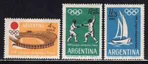 Argentina #B45-46, CB33 ~ Set of 3 ~ Olympics ~ Unused, HM  (1964)