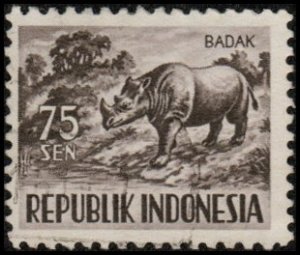 Indonesia 431 - Used - 75s Asian Rhinoceros (1956)
