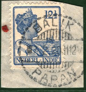 NETHERLANDS INDIES Stamp 12½c *BALIK PAPAN* CDS Postmark Piece 1912 OGREEN113