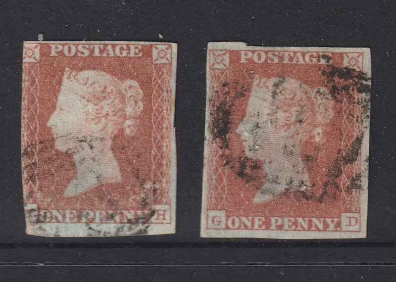 Great Britain x 2 imperf QV 1d browns