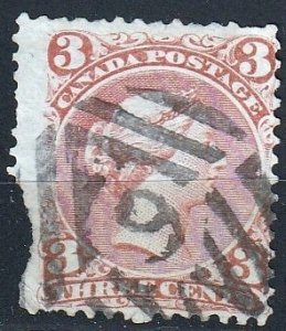 Canada LQ #25 with Kingston #9 Fancy Cancel, L113.  Used   (2309)