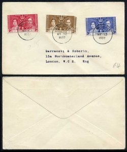 Swaziland 1937 Coronation on a Cover