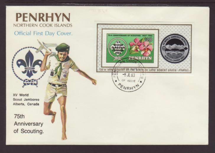 Penrhyn Island 222 Boy Scouts 1983 U/A FDC