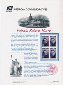 USPS 2000 COMMEMORATIVE PANEL #594 33c PATRICIA HARRIS