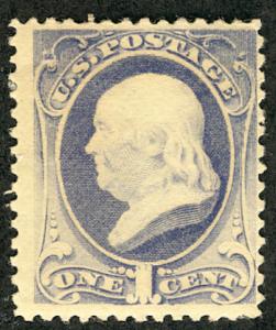 US # 206 SCV $70. 1c Franklin, F/VF mint hinged, a lovely stamp, fresh color,...