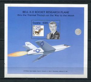 Guyana  Space Souvenir Sheet Frank Everest Jr.  Rocket Research Plane 6343