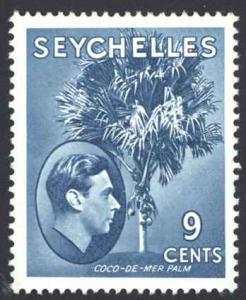 Seychelles Sc# 131 MH 1945 9¢ peacock blue King George VI