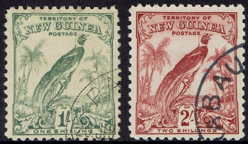 NEW GUINEA 1932 UNDATED BIRD 1/- AND 2/- USED 