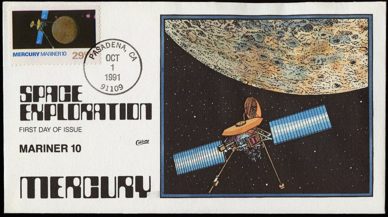 Collins Handpainted FDC Space Exploration: Mercury Mariner 10 (10/1/1991)