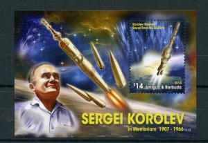 Antigua & Barbuda 2016 MNH Sergei Korolev Rocket Launch 1v S/S Space Stamps 