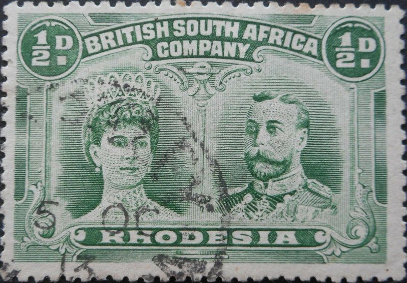 Rhodesia Double Head HalfPenny with HARTLEY Day Month (SC) postmark