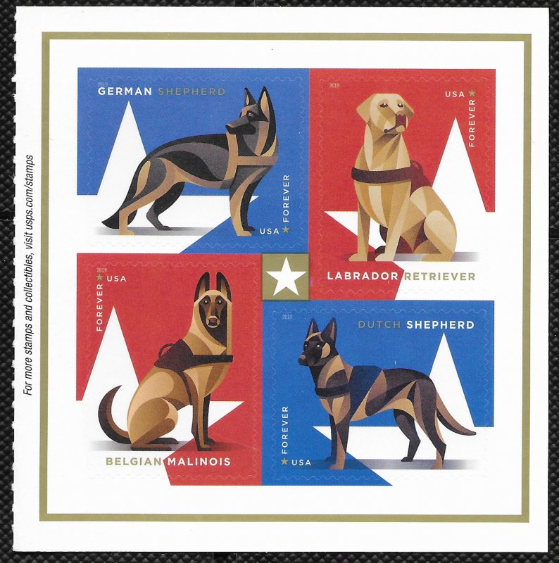 US #5405-08 MNH Military Working Dogs.  8 stamps.   Nice.
