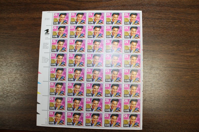 Scott 2721 1993 29c Elvis Presley Full Sheet Mint NH Face $11.60