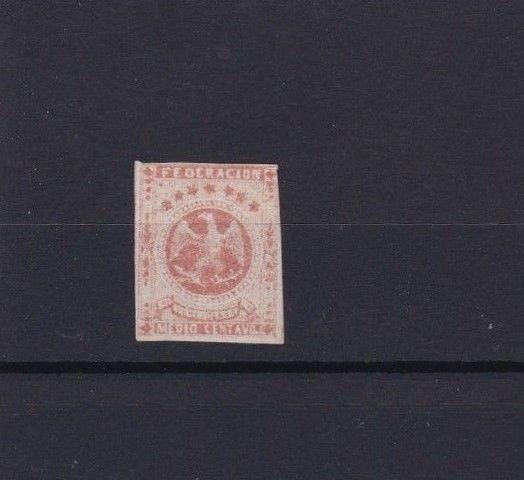 VENEZUELA 1863 IMPERF STAMP MOUNTED MINT ½ REAL RED CAT £55   REF 6257