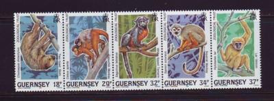 Guernsey Sc 416-20  1989 Zoological Trust Animals stamp set mint NH